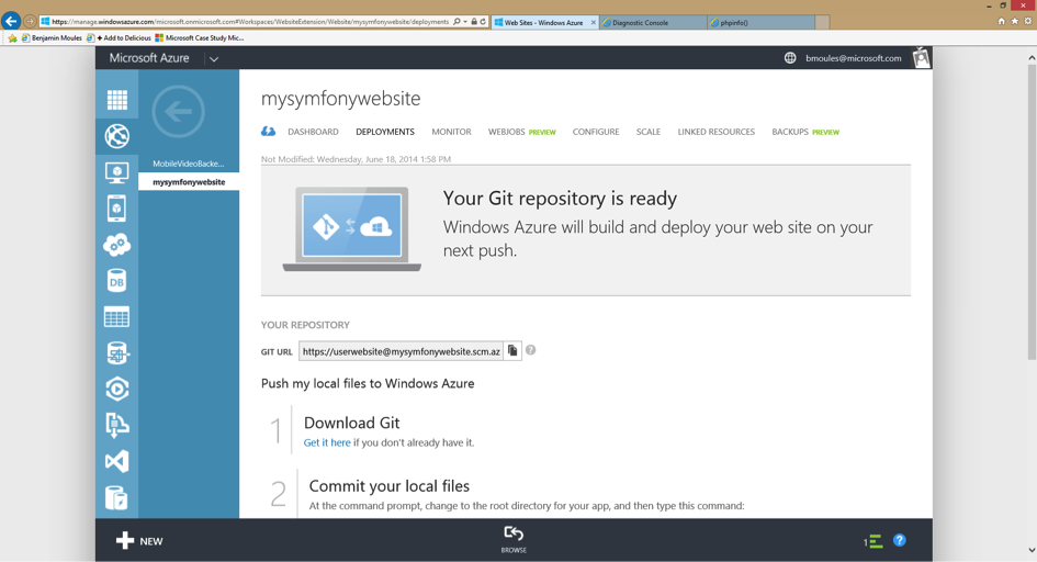 Git deployment panel