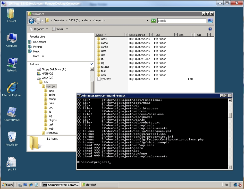 Windows Explorer - Initialisation du projet réussie.