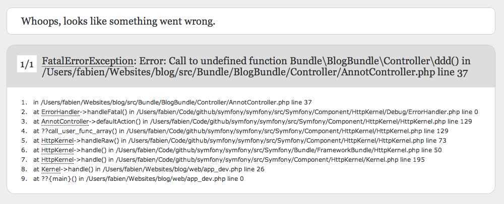 A fatal error in Symfony 2.2