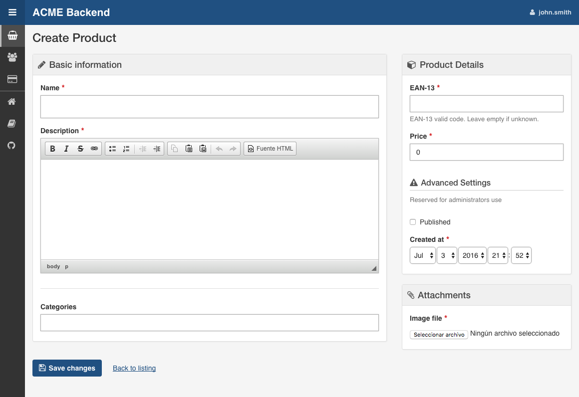 A complex form layout combining dividers, sections and groups