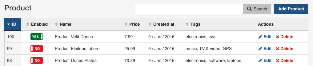 Action Labels and Icons in Entity Listing