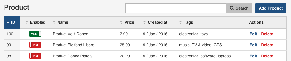 Action Labels in Entity Listing