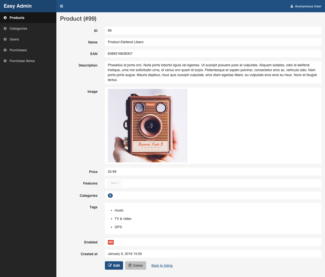 Show view interface