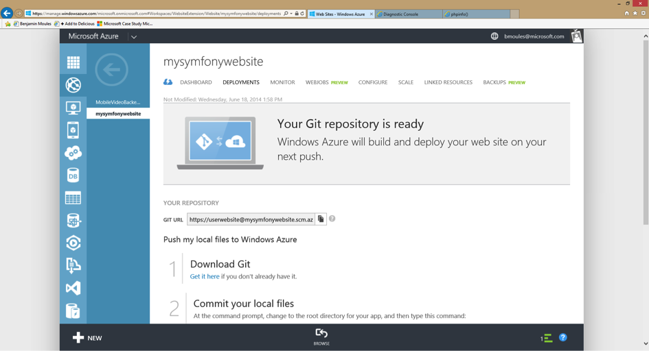 Deploying to Microsoft Azure Website Cloud (Symfony 2.4 Docs)