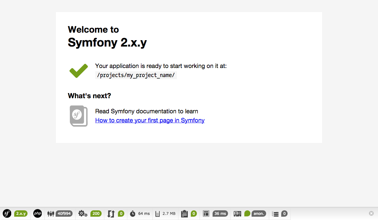 Symfony Welcome Page