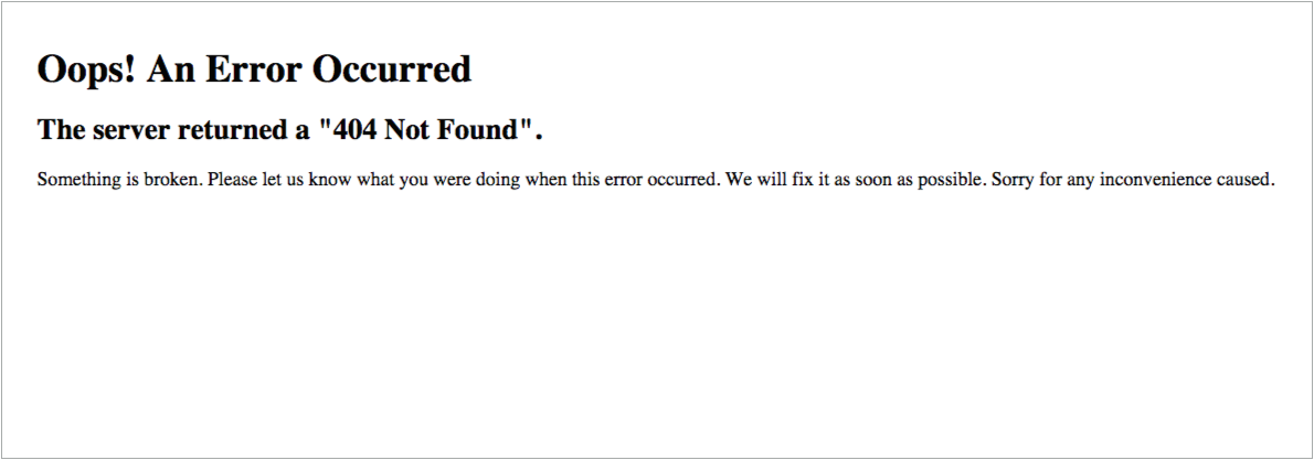 A typical error page in the production environment