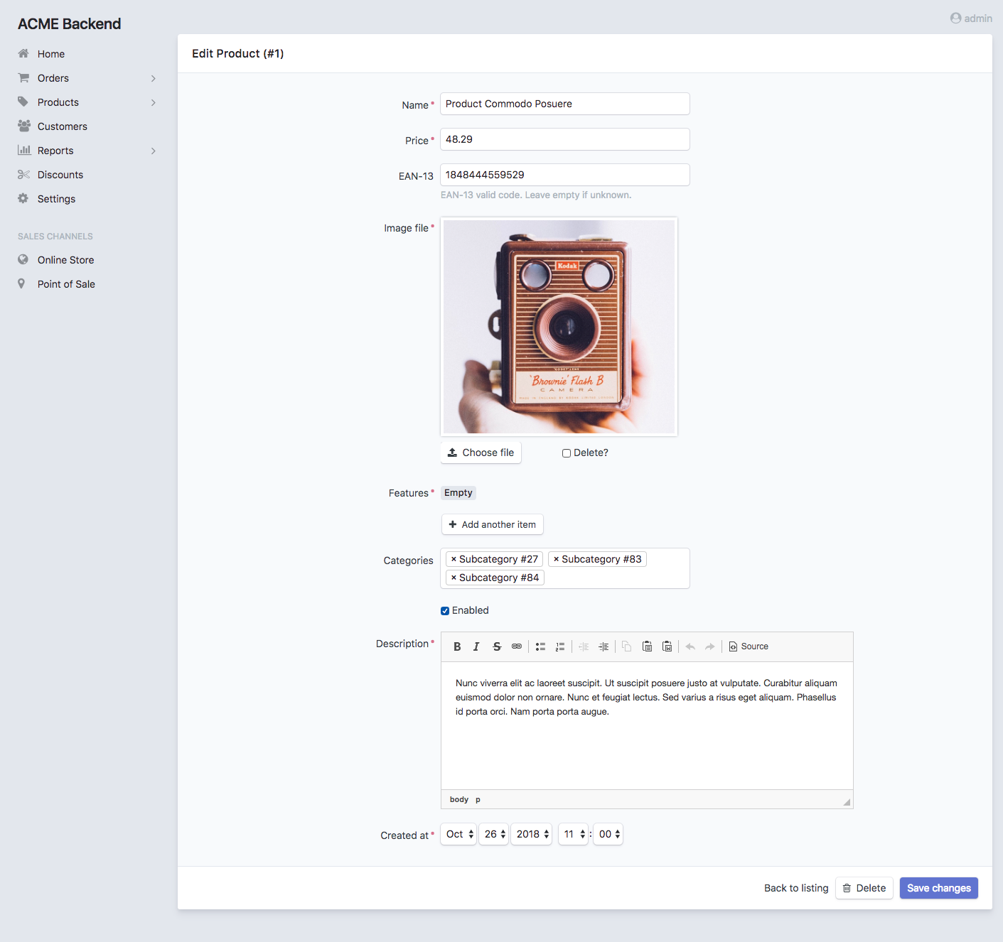 Edit view interface