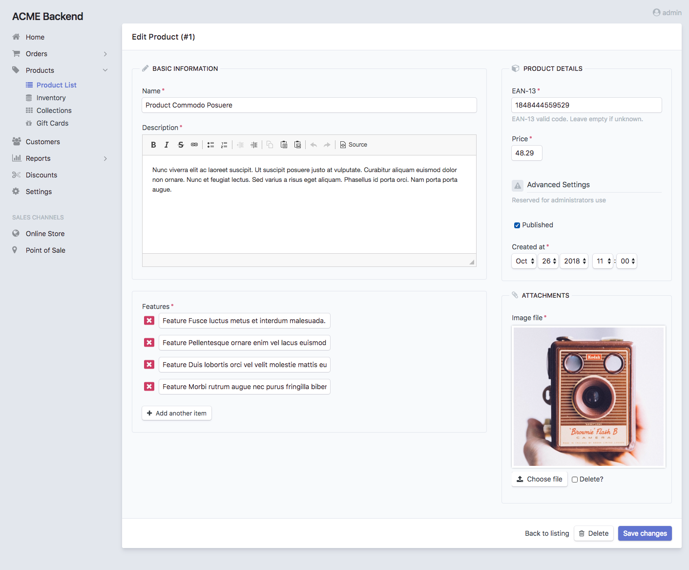 A complex form layout combining sections and groups