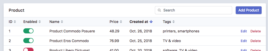 Action Labels in Entity Listing