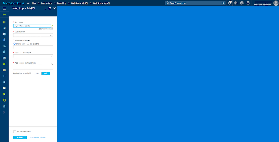 Setup the Azure Website
