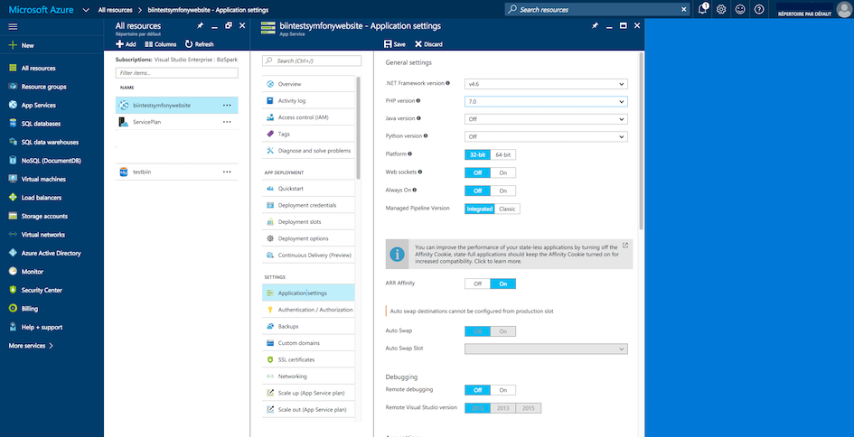 Enabling the most recent PHP runtime from Azure Website Control Panel