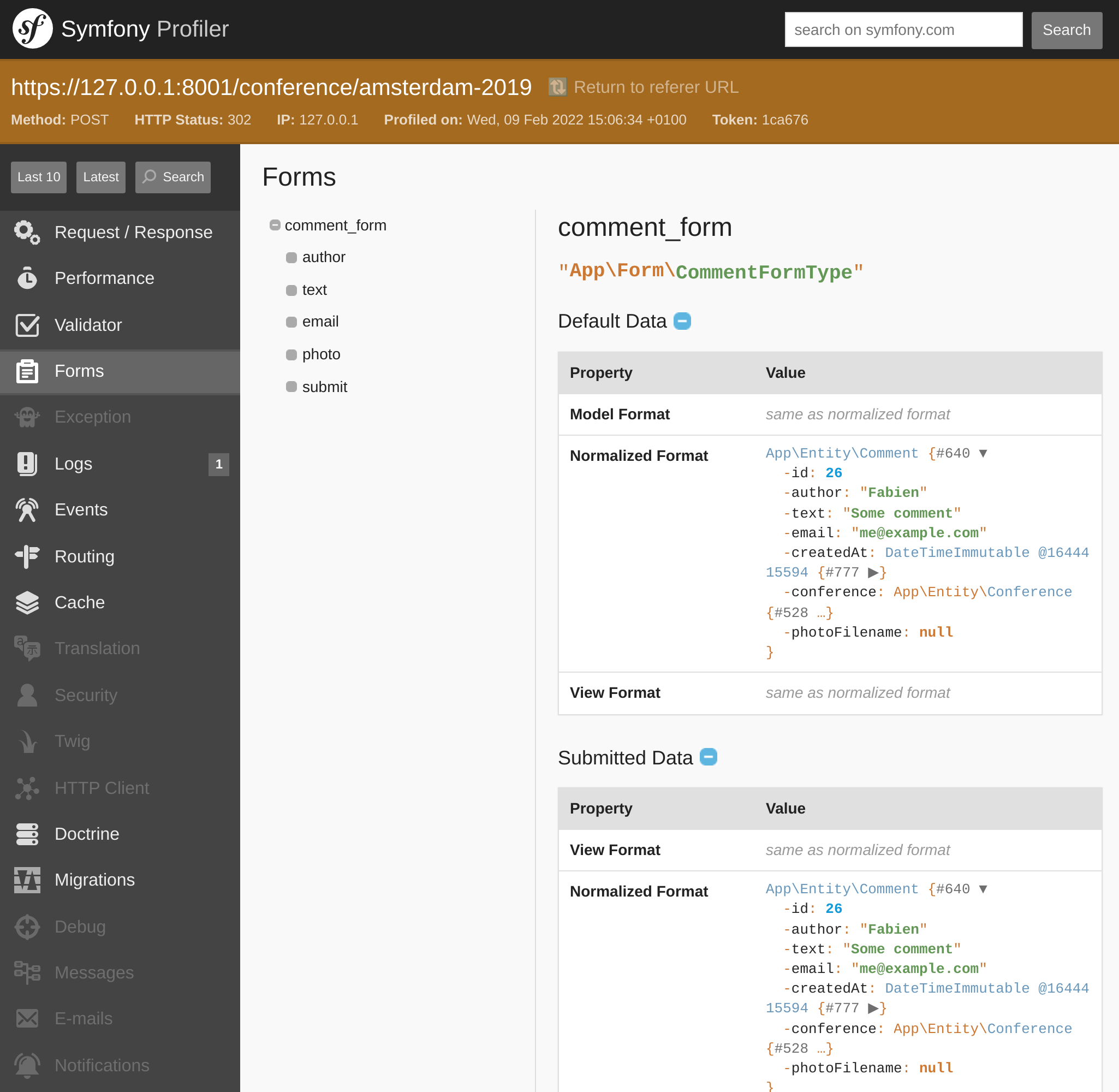 Accepter des commentaires avec les formulaires (Symfony Docs)
