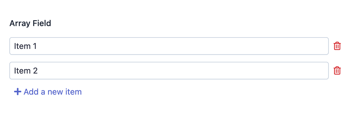 Default style of EasyAdmin array field