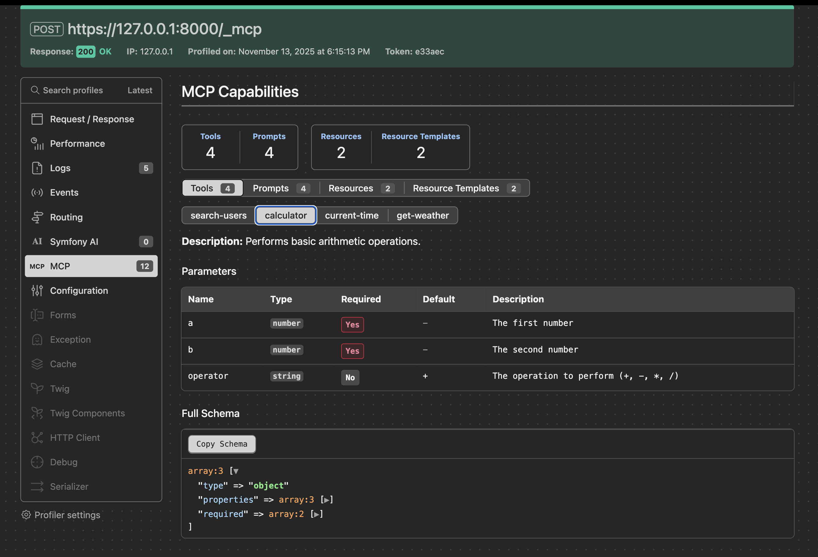 MCP Profiler Panel