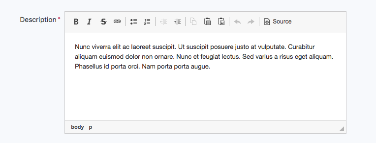 Default WYSIWYG editor
