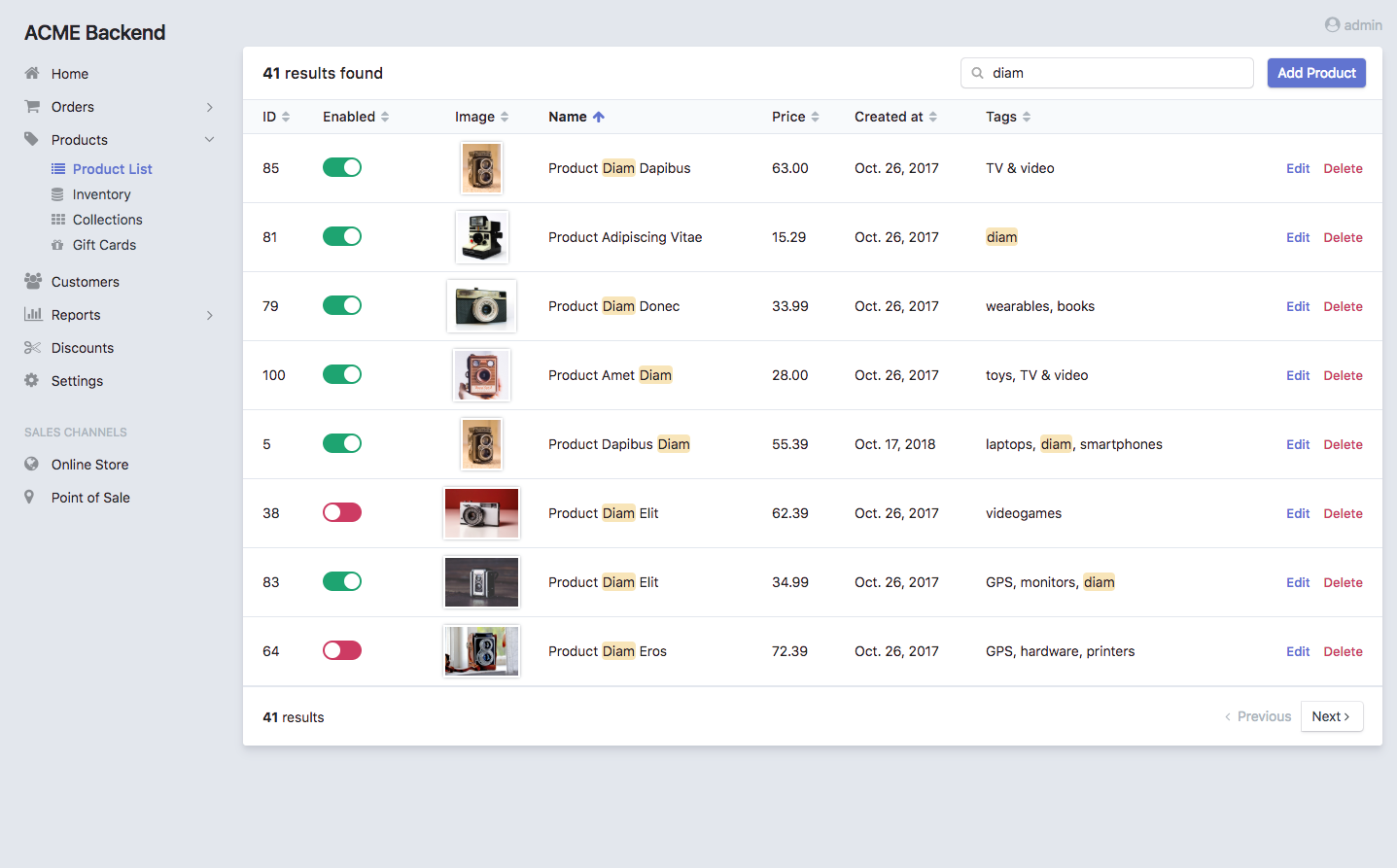 Search view interface