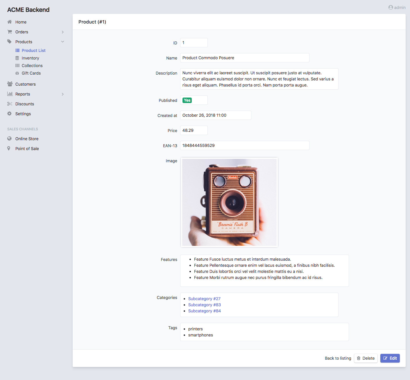 Show view interface