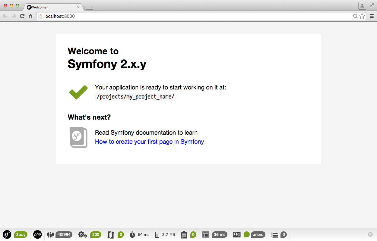 Symfony Welcome Page