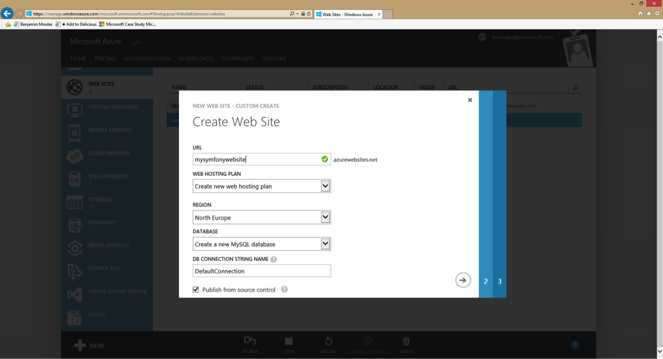 Setup the Azure Website