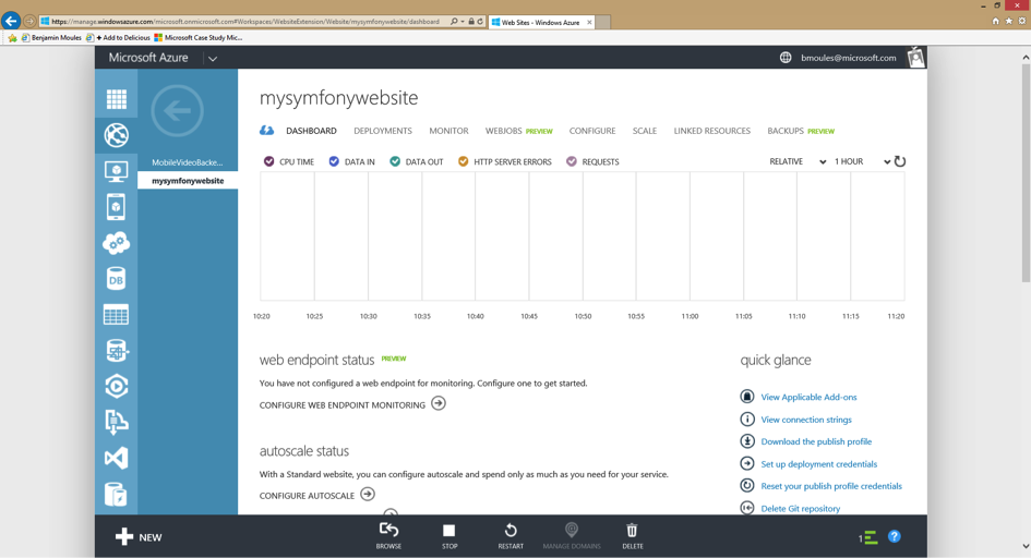 Azure Website Control Panel