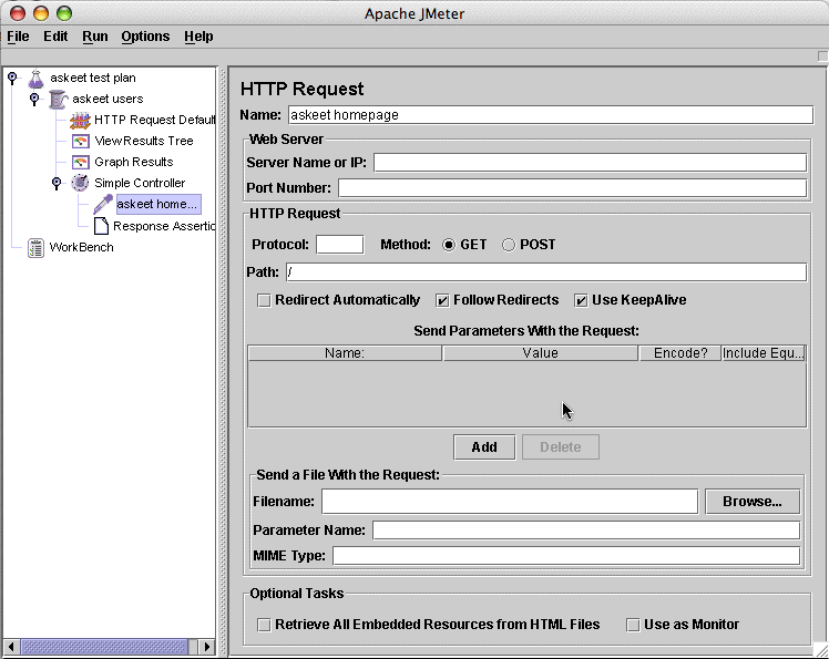 Resultados del Plan de prueba web del JMeter