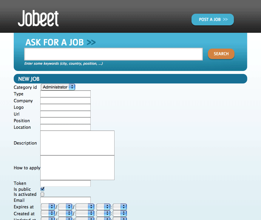 The job module with a layout and assets