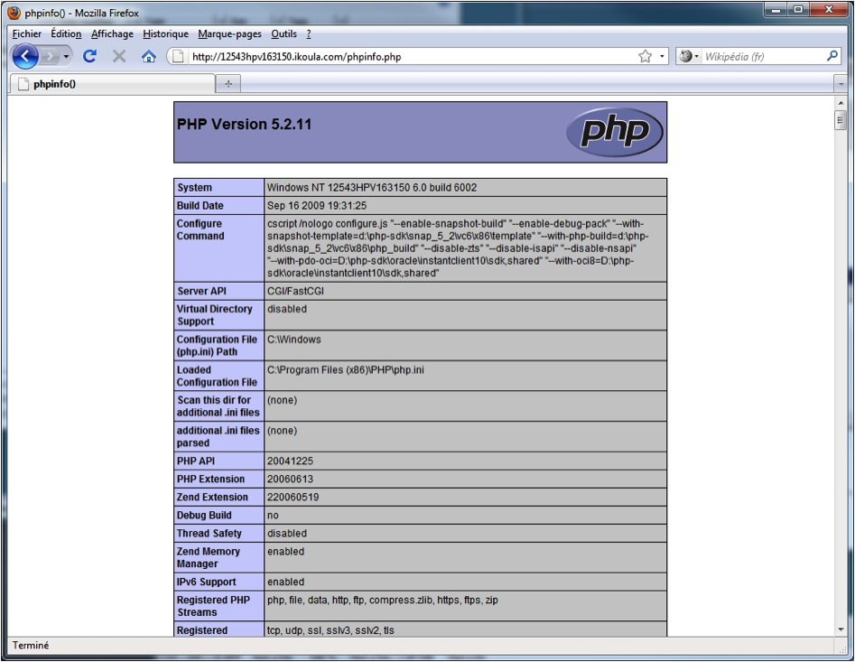 Firefox - phpinfo.php Execution is OK