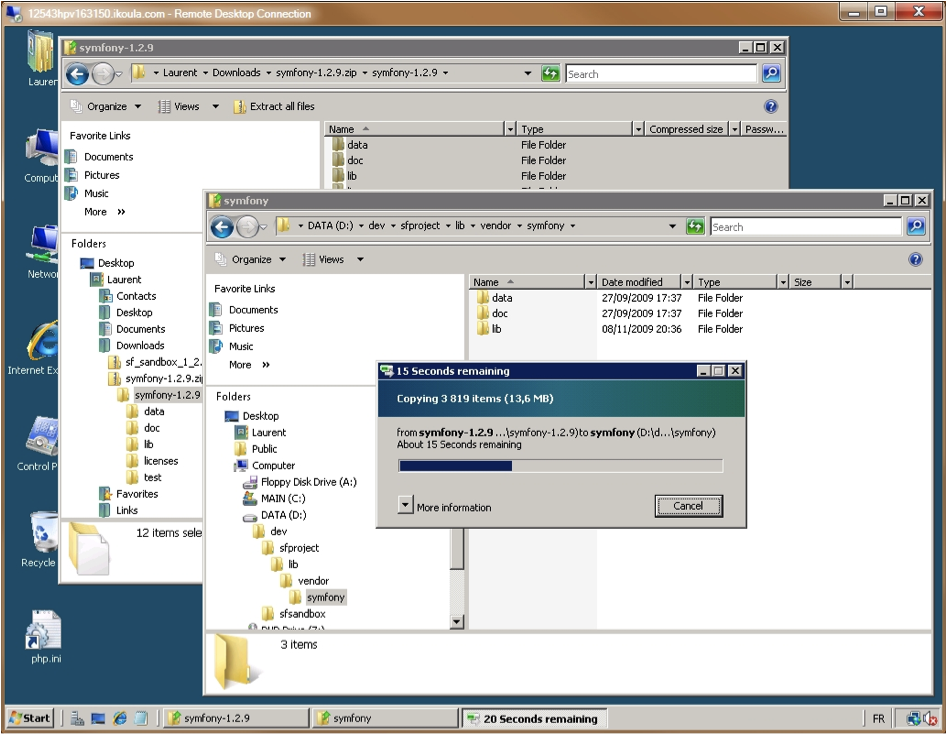 Windows Explorer - 3819のアイテムをコピーする