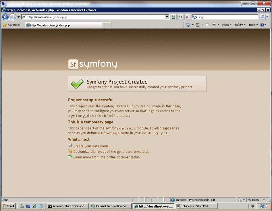Internet Explorer - Symfony Project Created - with Images.