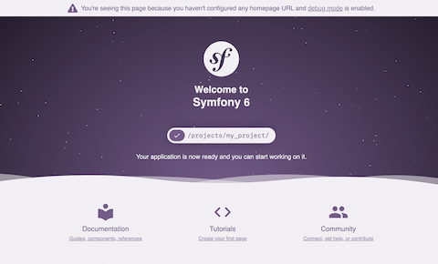Screenshot of the Symfony Welcome Page