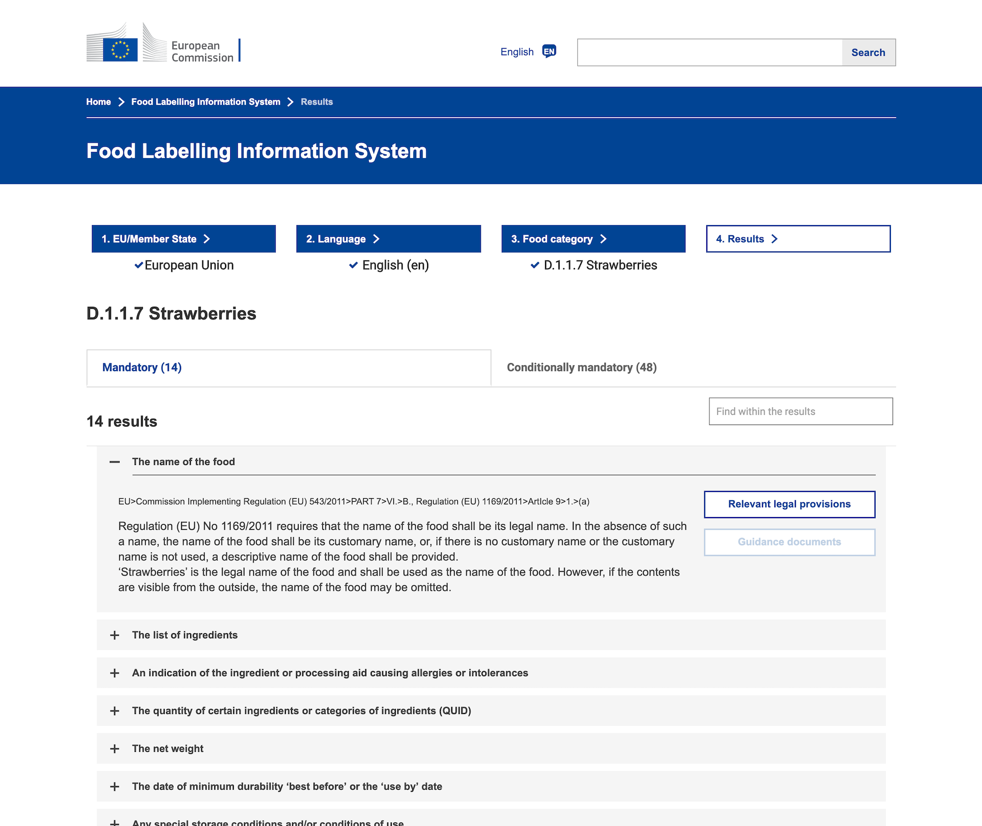 Food Labelling Information System application developed by the European Commission using Symfony