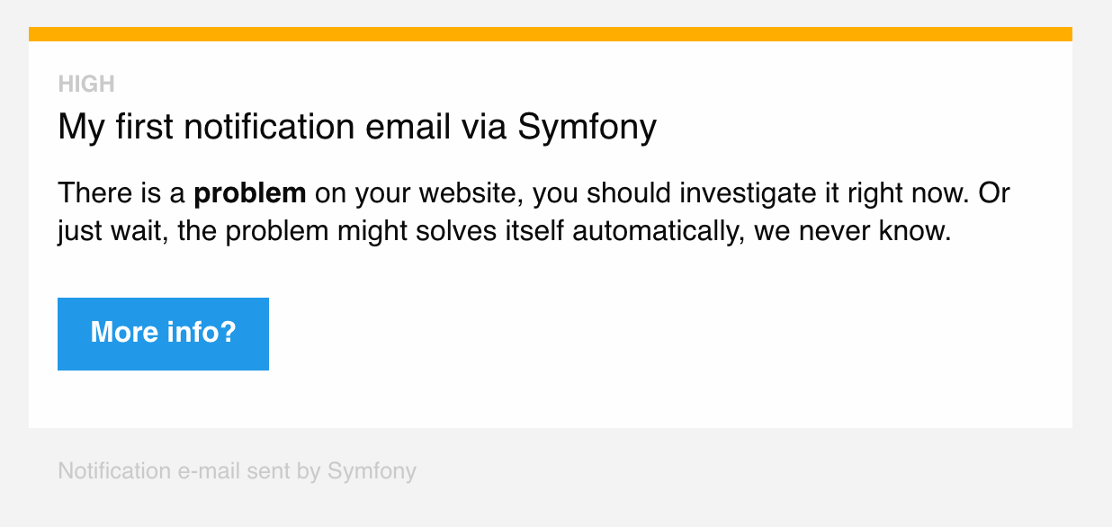 A notification email created with Symfony Mime component